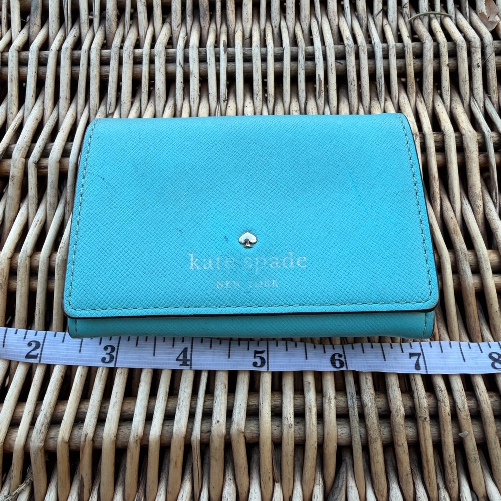 Kate Spade Vintage Micas Pond Christine Leather mini Turquoise Teal Mint Wallet